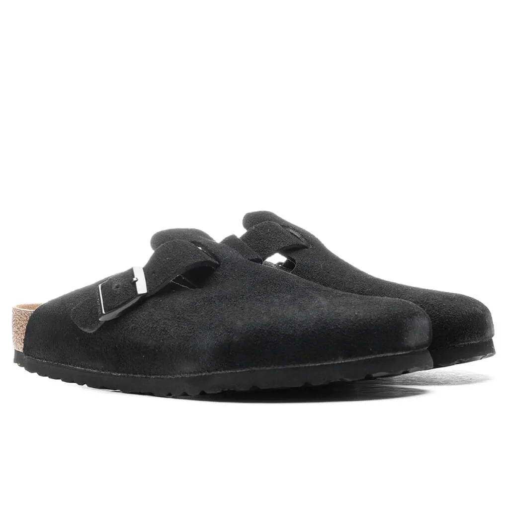 Wide Boston Soft Footbed Suede - Black