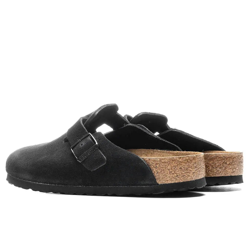 Wide Boston Soft Footbed Suede - Black